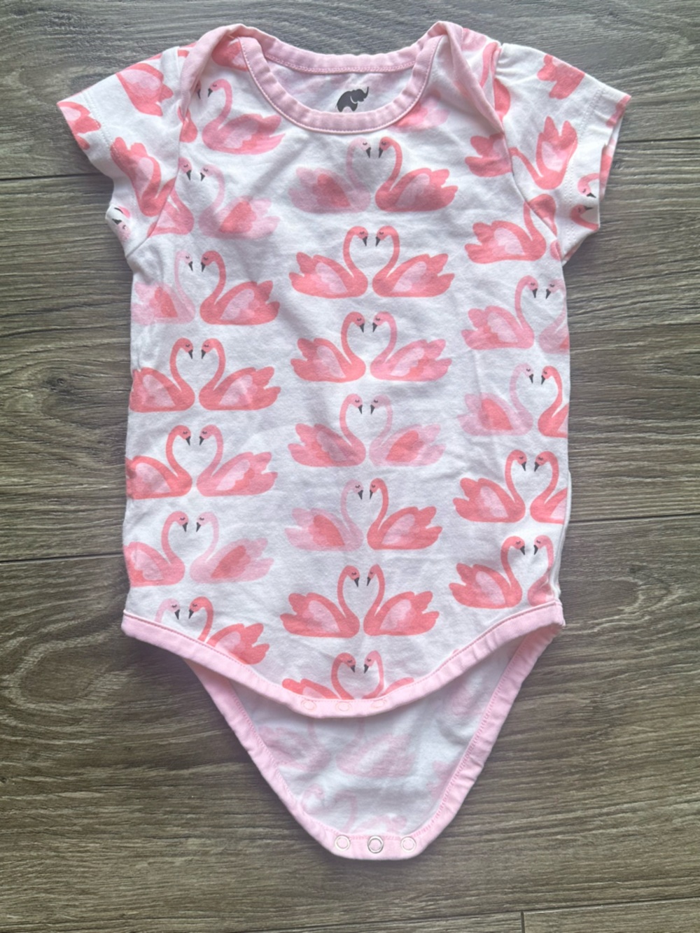 Monica + Andy Flamingo Short Sleeve Onesie Organic Cotton Pink Play